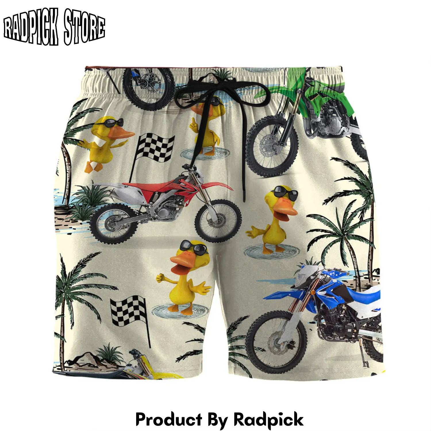 Radpick 3d duck motor racing custom men shorts rp631551